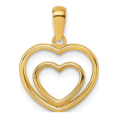 14K Yellow Gold Double Heart Pendant