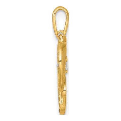 14K Yellow Gold CZ MOM Open Heart Pendant – view 3