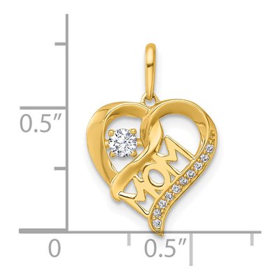14K Yellow Gold CZ MOM Open Heart Pendant – view 5
