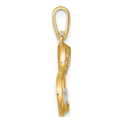 14K Yellow Gold CZ Sideways Heart MOM Pendant – view 3