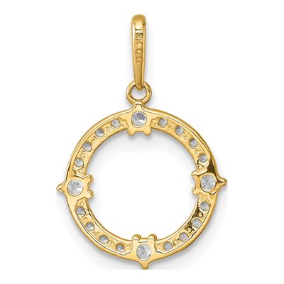 14K Yellow Gold CZ Open Circle Pendant – view 4