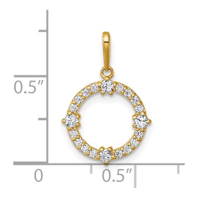 14K Yellow Gold CZ Open Circle Pendant – view 5