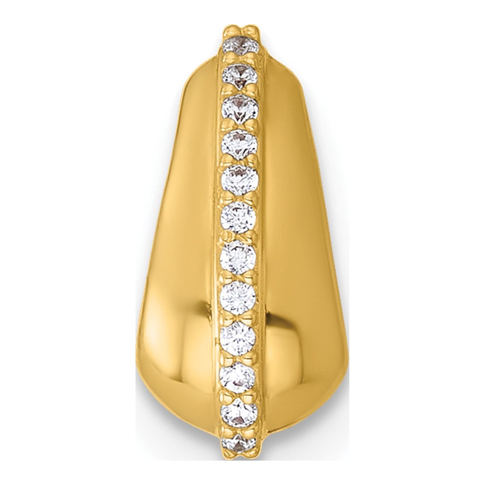 14K Polished Cz Domed Teardrop Chain Slide Pendant