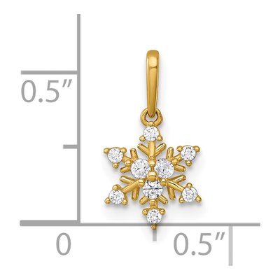 14K Yellow Gold CZ Snowflake Pendant – view 5
