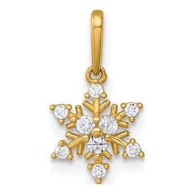 14K Yellow Gold CZ Snowflake Pendant