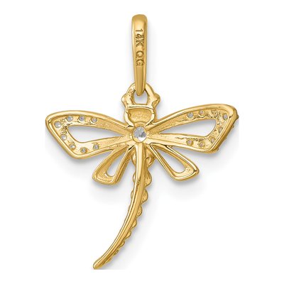 14K Yellow Gold CZ Dragonfly Pendant – view 4