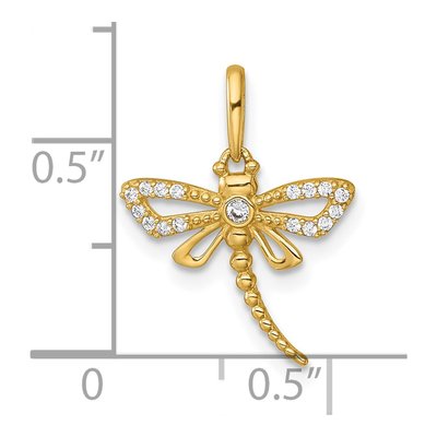14K Yellow Gold CZ Dragonfly Pendant – view 5