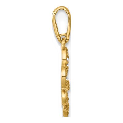 14K Yellow Gold CZ Fleur de Lis Pendant – view 3
