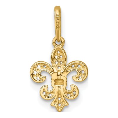 14K Yellow Gold CZ Fleur de Lis Pendant – view 4