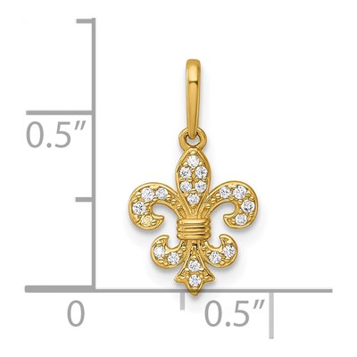 14K Yellow Gold CZ Fleur de Lis Pendant – view 5