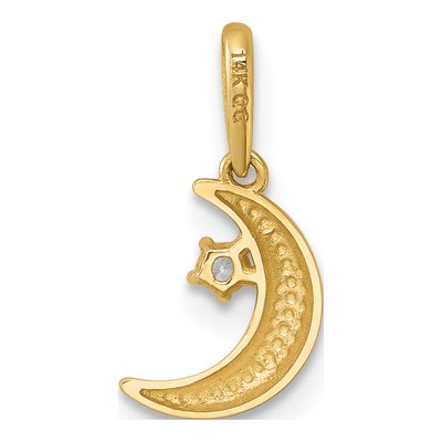 14K Yellow Gold CZ Moon Star Pendant – view 4