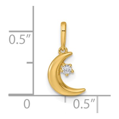 14K Yellow Gold CZ Moon Star Pendant – view 5