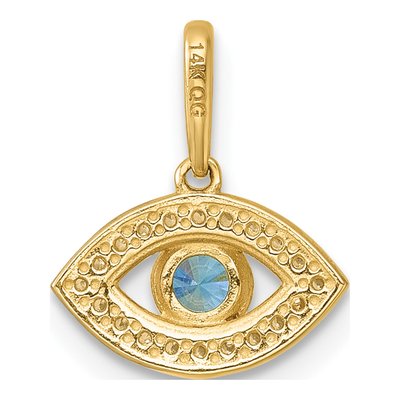 14K Yellow Gold CZ Evil Eye Pendant – view 4