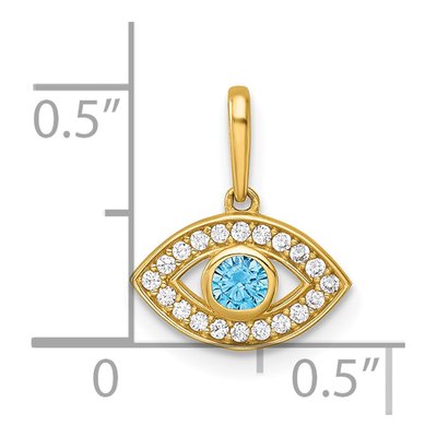 14K Yellow Gold CZ Evil Eye Pendant – view 5