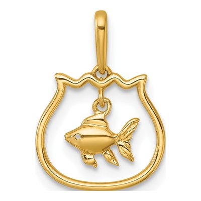 14K Yellow Gold Fish Bowl Pendant