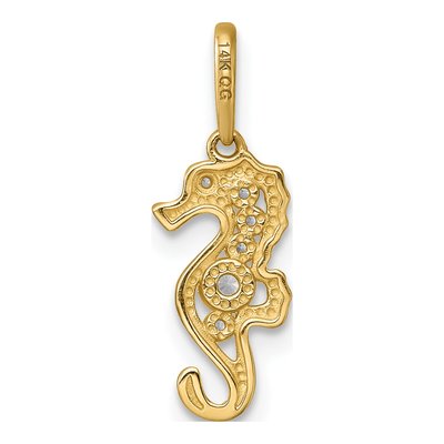 14K Yellow Gold CZ Seahorse Pendant – view 4