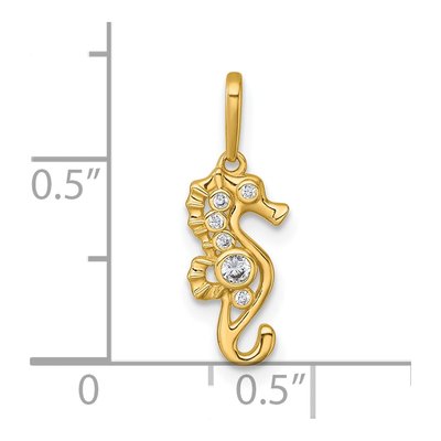 14K Yellow Gold CZ Seahorse Pendant – view 5