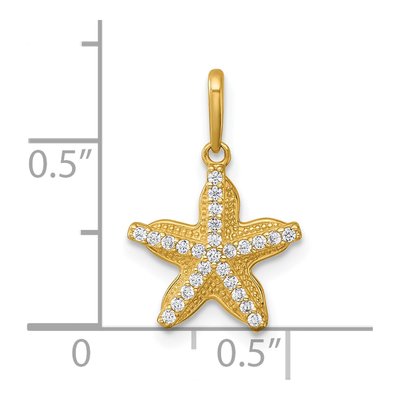 14K Yellow Gold CZ Starfish Pendant – view 5
