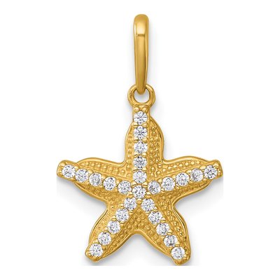 14K Yellow Gold CZ Starfish Pendant