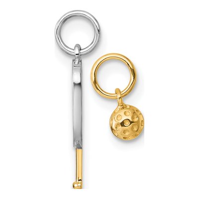 14K Yellow Gold Pickleball Paddle Ball Set Pendant – view 2
