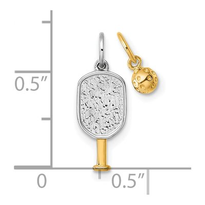 14K Yellow Gold Pickleball Paddle Ball Set Pendant – view 4
