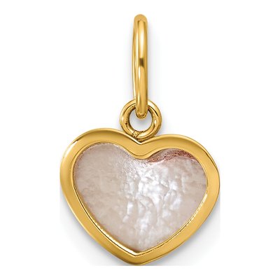 14K Yellow Gold Mother of Pearl Heart Pendant
