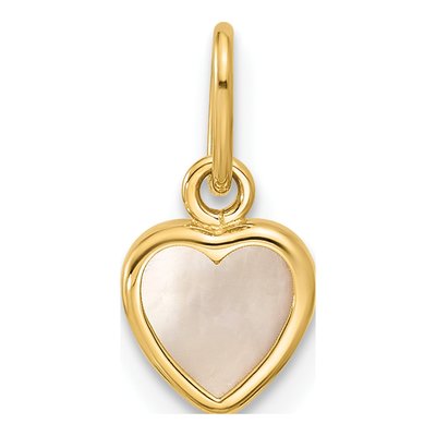 14K Yellow Gold Mother of Pearl Heart Pendant
