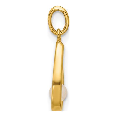 14K Yellow Gold Freshwater Cultured Pearl Teardrop for Girls Pendant – view 2