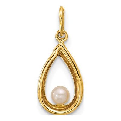 14K Yellow Gold Freshwater Cultured Pearl Teardrop for Girls Pendant – view 3