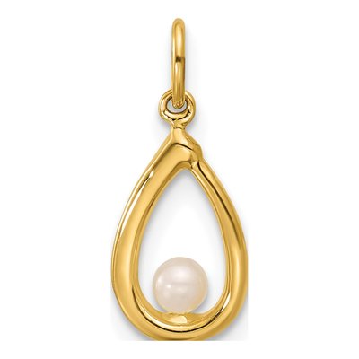 14K Yellow Gold Freshwater Cultured Pearl Teardrop for Girls Pendant
