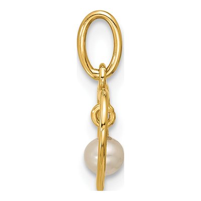 14K Yellow Gold Freshwater Cultured Pearl Heart Pendant – view 2