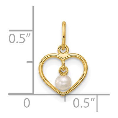 14K Yellow Gold Freshwater Cultured Pearl Heart Pendant – view 3