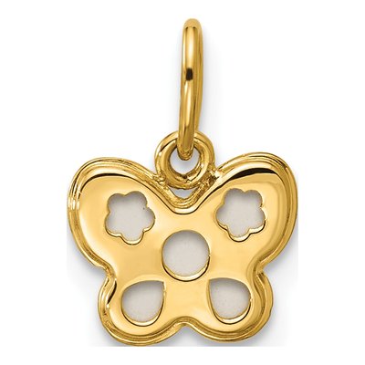 14K Yellow Gold Mother of Pearl Butterfly Pendant – view 3