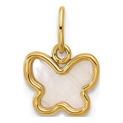 14K Yellow Gold Mother of Pearl Butterfly Pendant