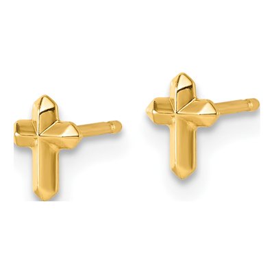 14K Yellow Gold Cross Stud Earrings – view 3