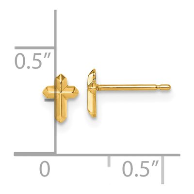 14K Yellow Gold Cross Stud Earrings – view 4