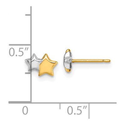 14K Yellow Gold Double Star Button Stud Earrings – view 4