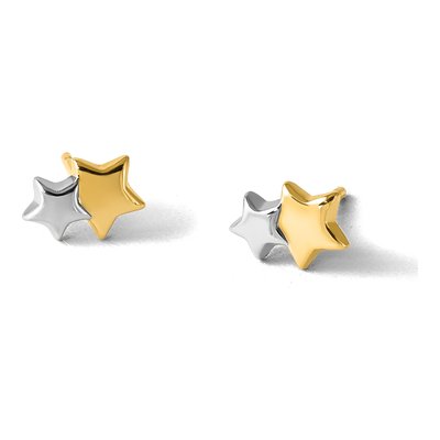 14K Yellow Gold Double Star Button Stud Earrings – view 5