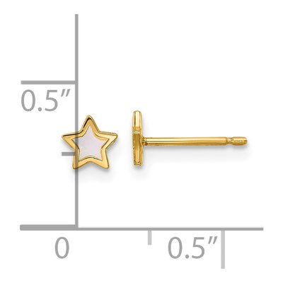 14K Yellow Gold Mother of Pearl Star Stud Earrings – view 3