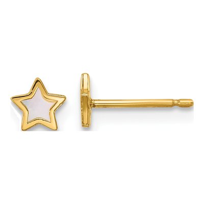 14K Yellow Gold Mother of Pearl Star Stud Earrings
