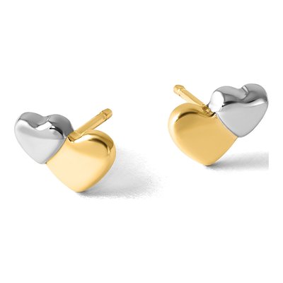 14K Yellow Gold Double Heart Button for Girls Stud Earrings – view 5