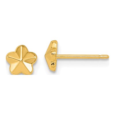 14K Yellow Gold Flower Stud Earrings