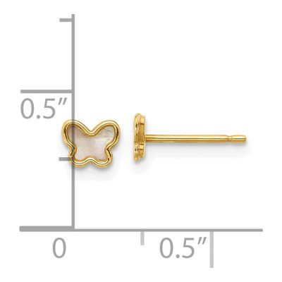 14K Yellow Gold Mother of Pearl Butterfly Stud Earrings – view 3