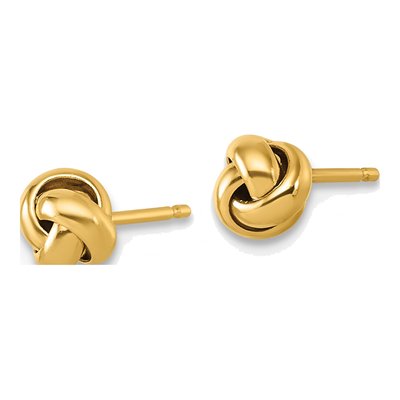 14K Yellow Gold Love Knot Button Stud Earrings – view 3