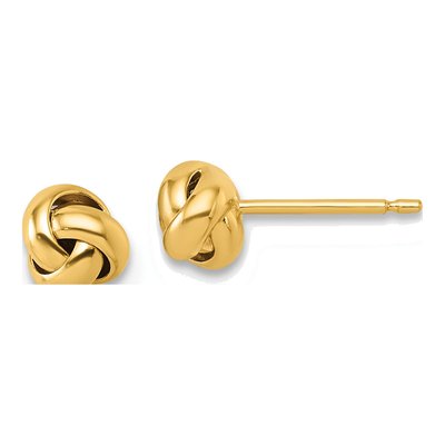 14K Yellow Gold Love Knot Button Stud Earrings