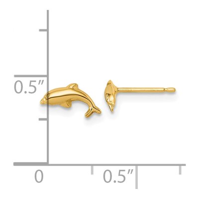 14K Yellow Gold Dolphin Stud Earrings – view 4