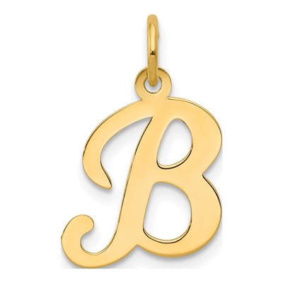 14K Yellow Gold Script Letter B Charm