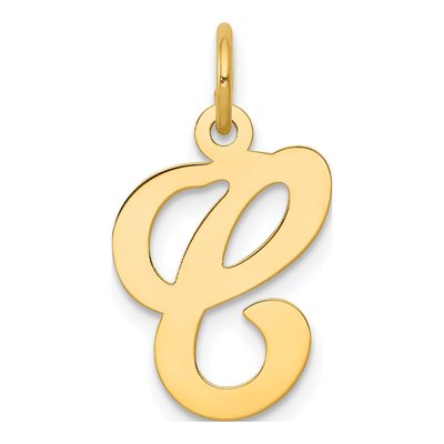 14K Yellow Gold Script Letter C Charm