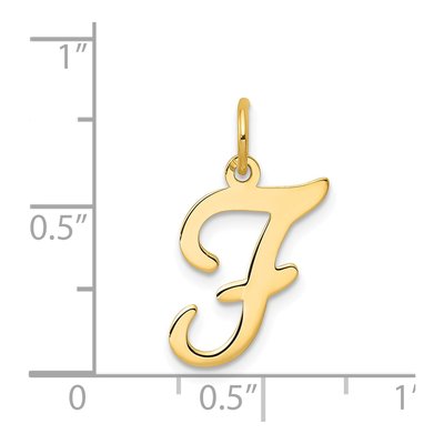 14K Yellow Gold Script Letter F Charm – view 4