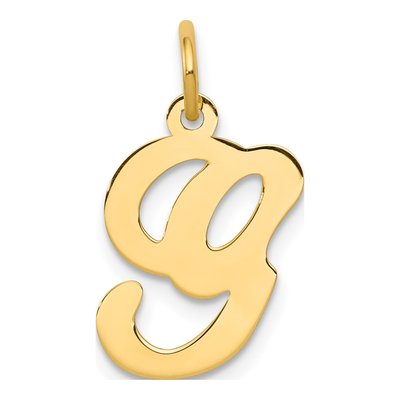14K Yellow Gold Script Letter G Charm